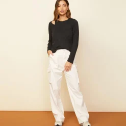 MONROW Asymmetric Long Sleeve Top BLACK Best