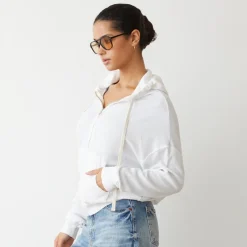 MONROW Baby Thermal Slouchy Zip Up WHITE Clearance