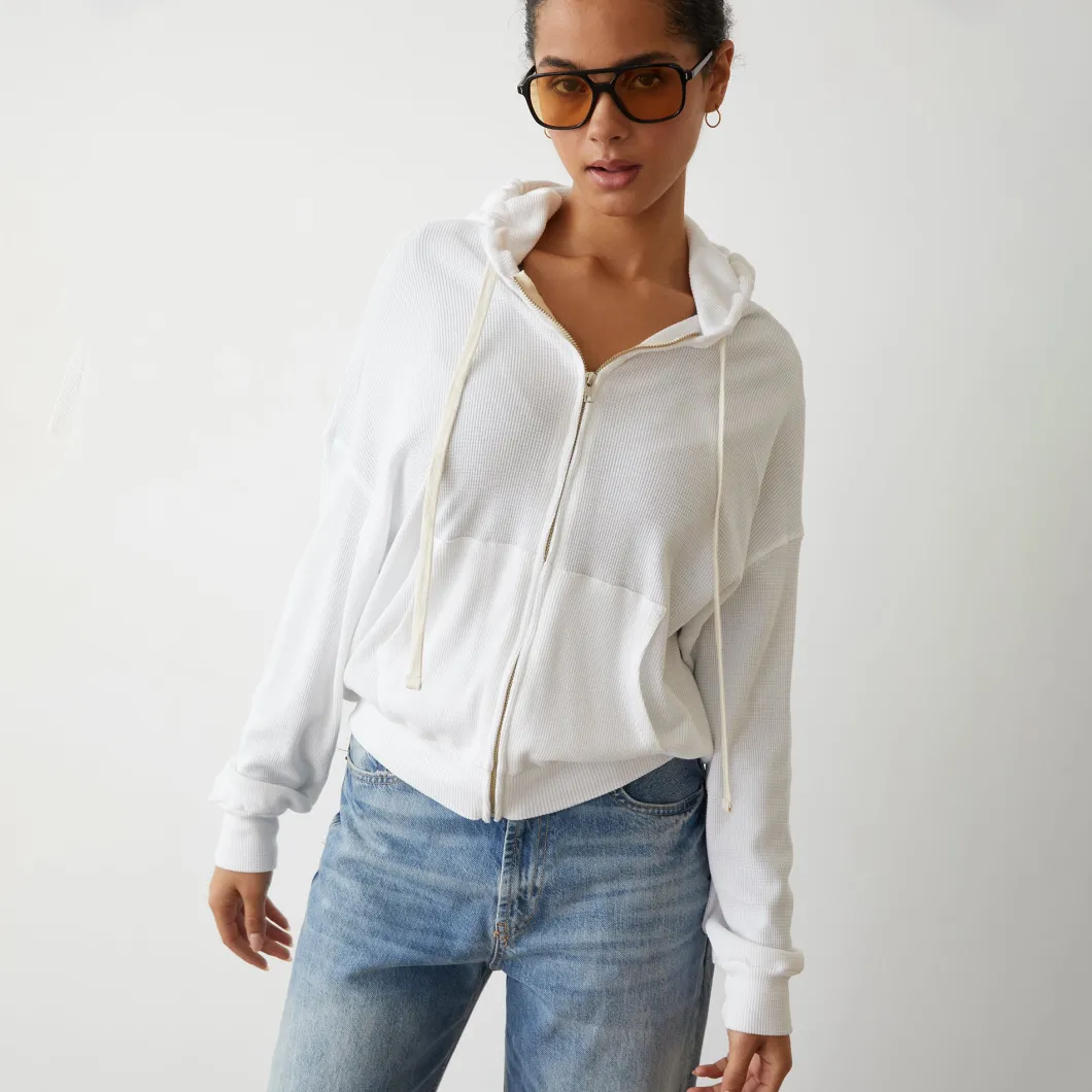 MONROW Baby Thermal Slouchy Zip Up WHITE Clearance