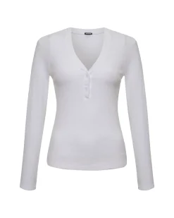 MONROW Baby Thermal V Neck Henley WHITE Clearance