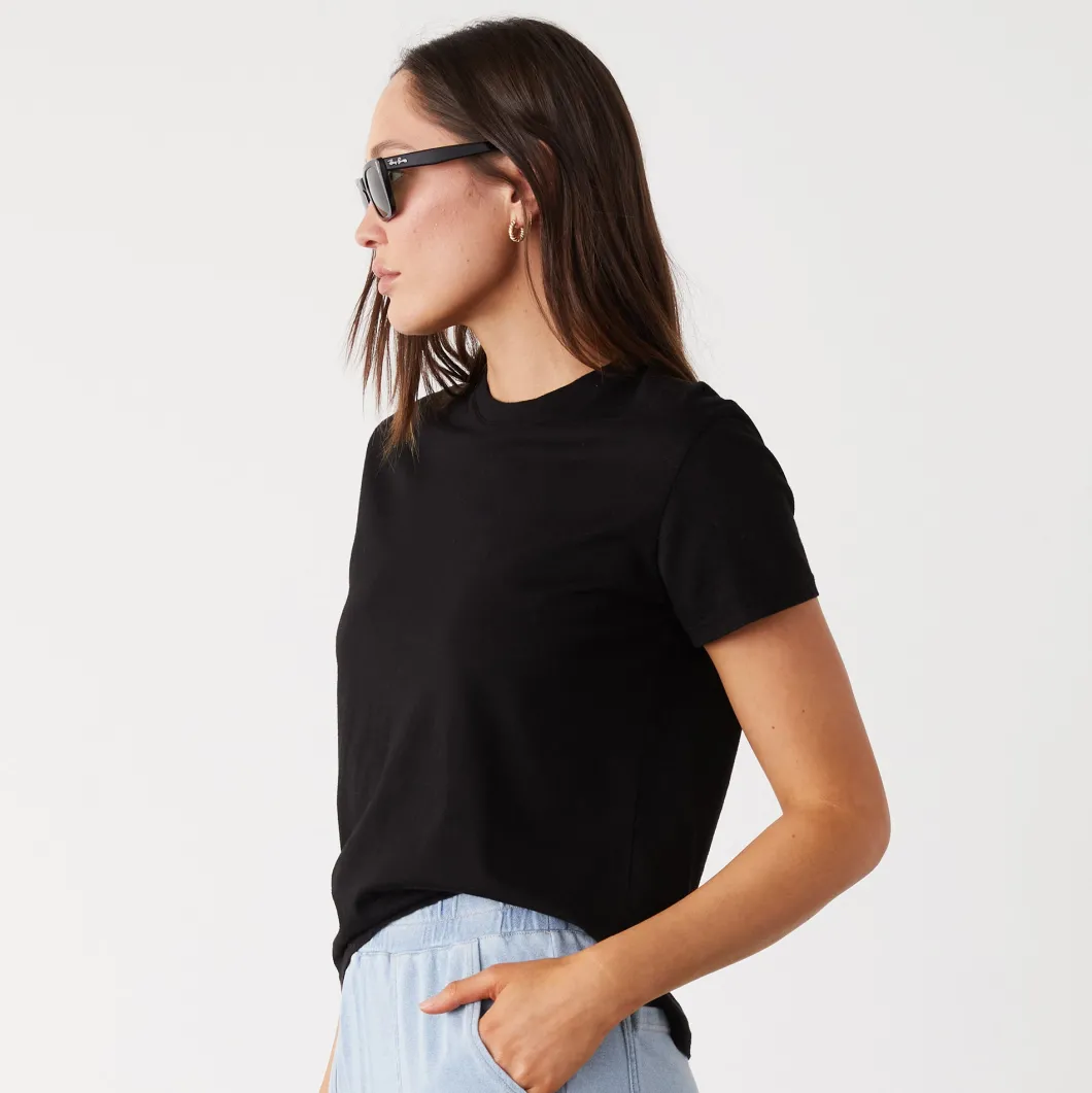 MONROW Basic Crew Neck Tee BLACK Store