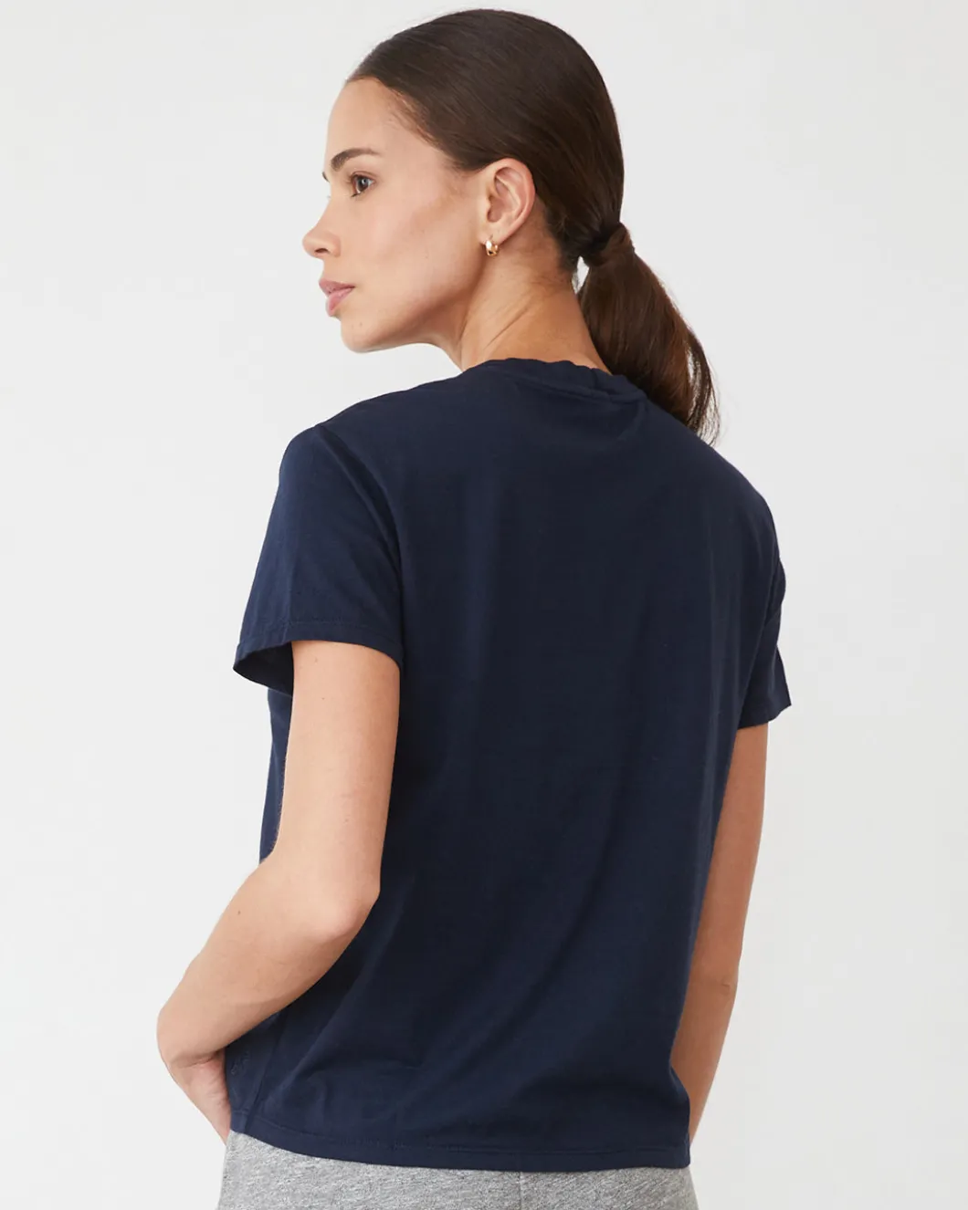MONROW Basic Crew Neck Tee BLUEBLACK Best