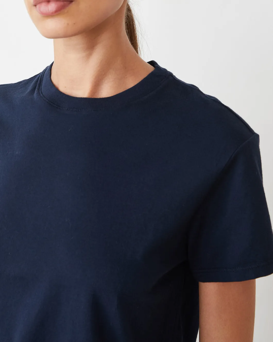 MONROW Basic Crew Neck Tee BLUEBLACK Best
