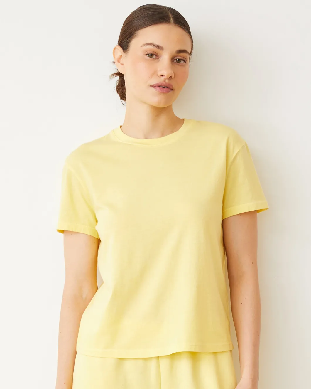 MONROW Basic Crew Neck Tee LEMON Outlet
