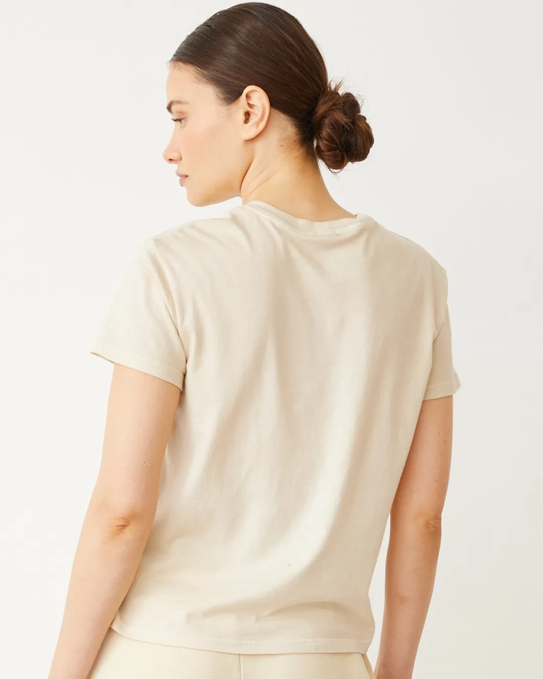 MONROW Basic Crew Neck Tee NATURAL Fashion