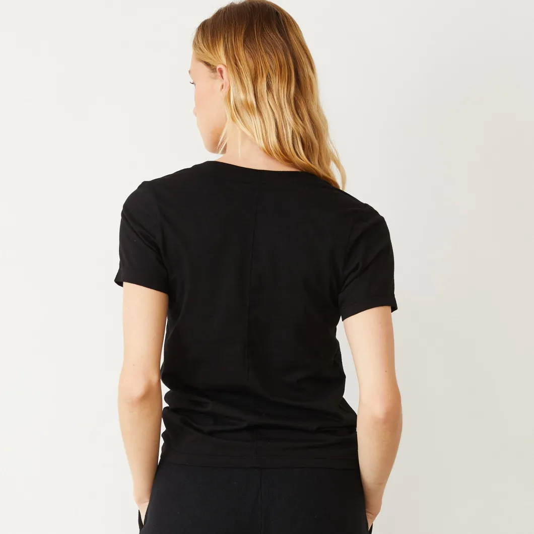 MONROW Basic V Neck Tee BLACK Cheap
