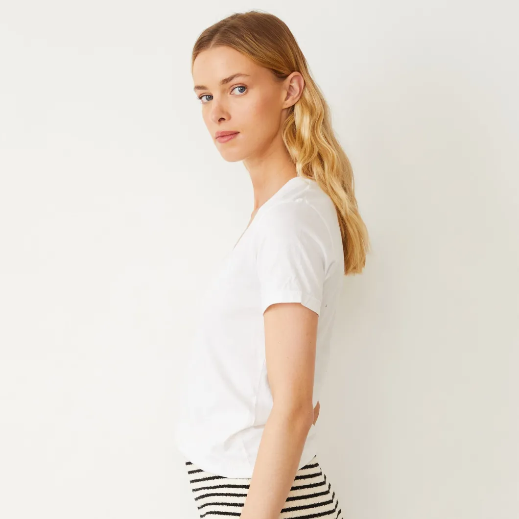 MONROW Basic V Neck Tee WHITE Clearance