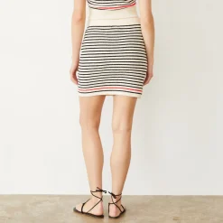 MONROW Boucle Knit Mini Skirt CREAM/BLACK Flash Sale