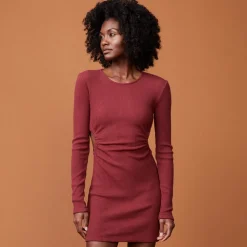 MONROW Brushed Rib Cut Out Dress RHUBARB Best Sale