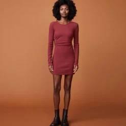 MONROW Brushed Rib Cut Out Dress RHUBARB Best Sale