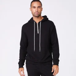 MONROW Bungee Cord Quarter Zip Hoody BLACK Hot