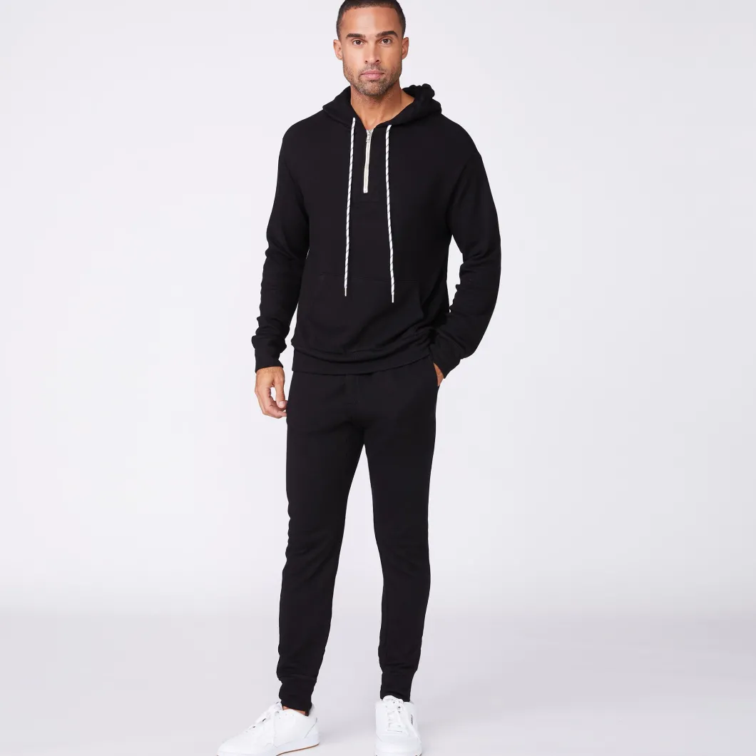 MONROW Bungee Cord Quarter Zip Hoody BLACK Hot
