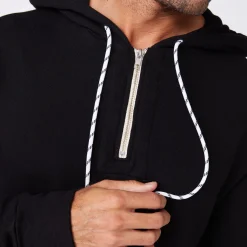 MONROW Bungee Cord Quarter Zip Hoody BLACK Hot