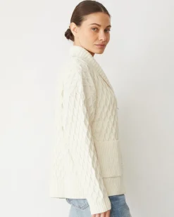 MONROW Cable Knit Zip Cardigan IVORY Discount