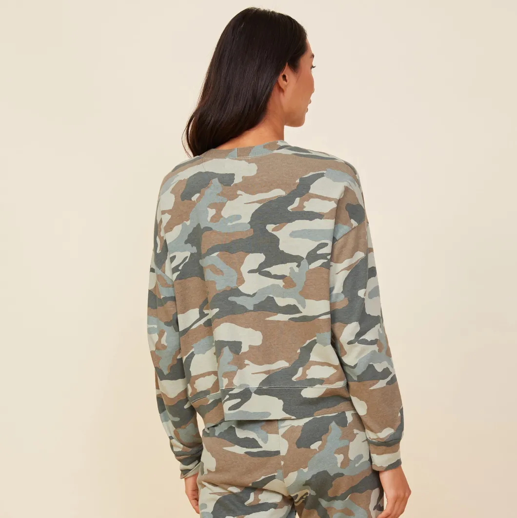 MONROW Camo Boxy Sweatshirt GREENGREY Discount