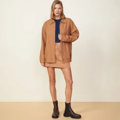 MONROW Canvas Oversized Moto Jacket HAZELNUT Flash Sale