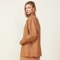MONROW Canvas Oversized Moto Jacket HAZELNUT Flash Sale