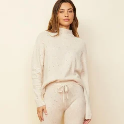 MONROW Cashmere Neps Mock Neck Sweatshirt CREAM Online