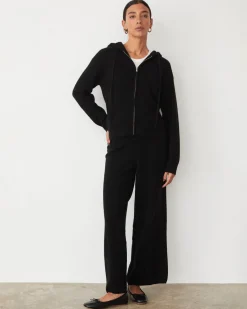 MONROW Cashmere Zip Up Hoody BLACK Flash Sale