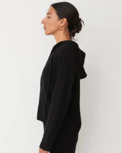 MONROW Cashmere Zip Up Hoody BLACK Flash Sale