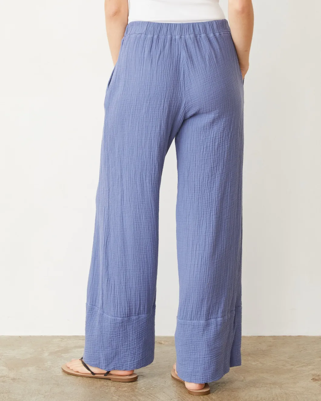 MONROW Cotton Gauze Wide Leg Pant MEDIUMBLUE Store
