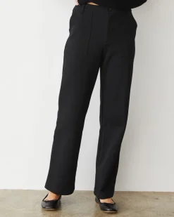 MONROW Cotton Knit Patch Pocket Pant BLACK Sale
