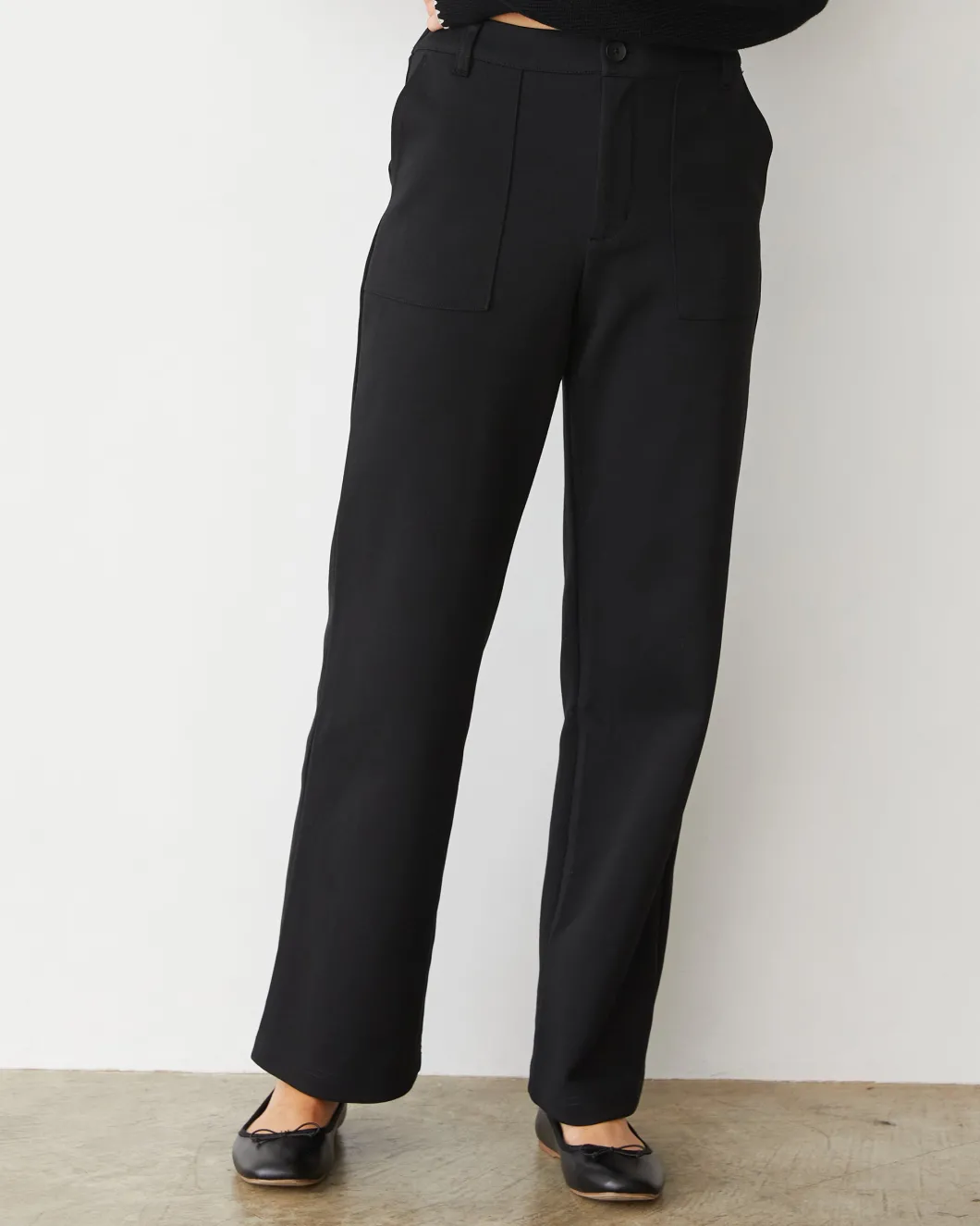 MONROW Cotton Knit Patch Pocket Pant BLACK Sale