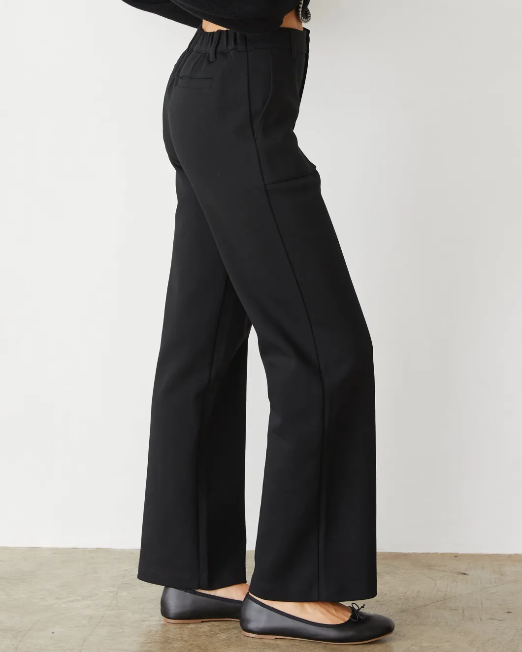 MONROW Cotton Knit Patch Pocket Pant BLACK Sale