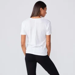MONROW Cotton Modal Relaxed V Neck Tee - Color WHITE Outlet