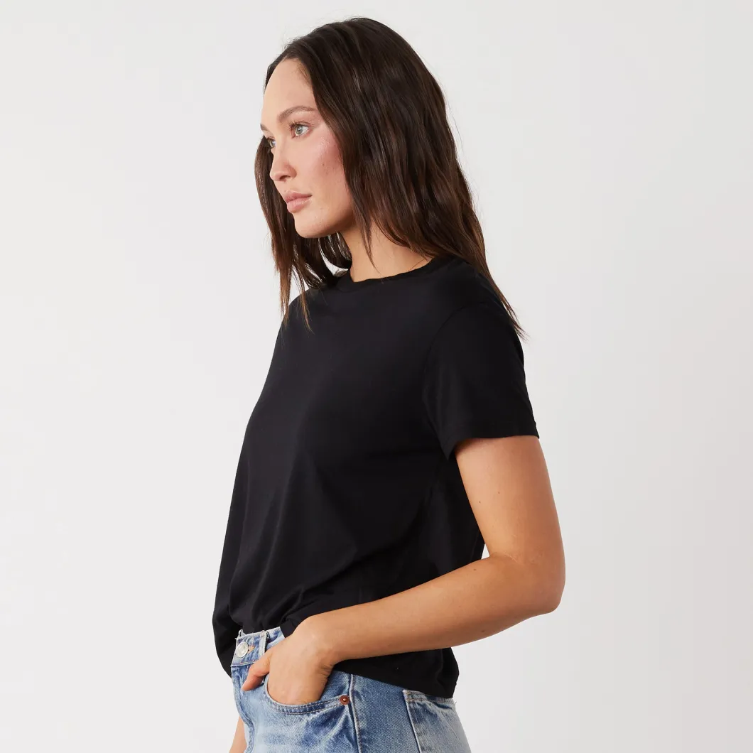 MONROW Cotton Modal Vintage Crew BLACK Sale