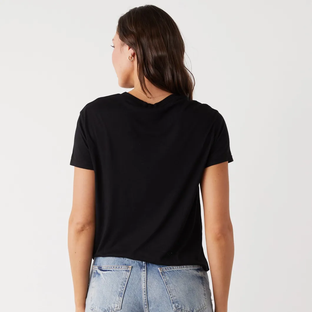 MONROW Cotton Modal Vintage Crew BLACK Sale