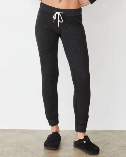 MONROW Cozy Heather Thermal Cuff Sweat BLACK Best