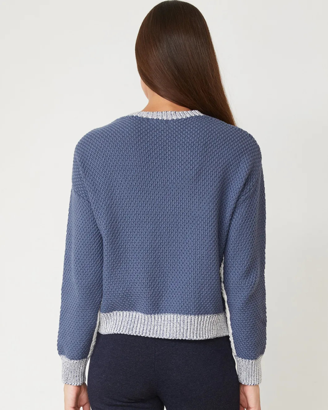 MONROW Crochet Pullover Sweater WASHEDBLUE Store