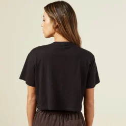 MONROW Cropped Ex-Boyfriend Crew BLACK Hot