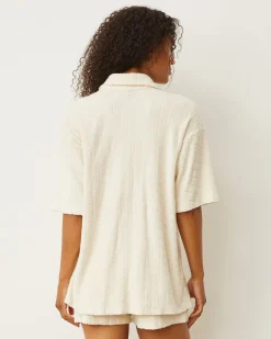 MONROW Diamond Terry Cloth Oversized Shirt NATURAL Store