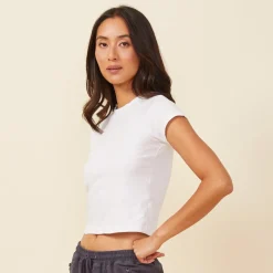 MONROW Fitted Cap Sleeve Tee WHITE Store