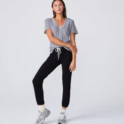 MONROW Fitted V Neck Tee - Color GRANITE Cheap