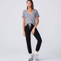 MONROW Fitted V Neck Tee - Color GRANITE Cheap