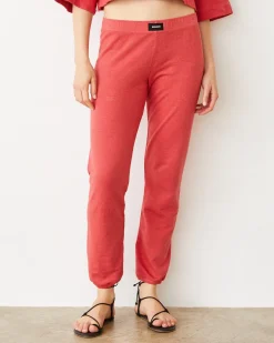 MONROW French Terry Crop Elastic Waist Sweat CHERRY New