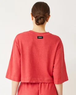 MONROW French Terry Oversized Tee CHERRY Fashion