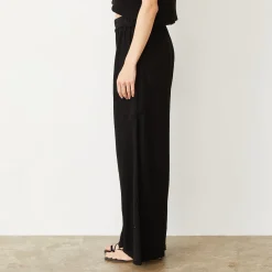 MONROW Gauze Wide Leg Cargo BLACK Sale