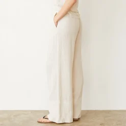 MONROW Gauze Wide Leg Pant PEARL Discount