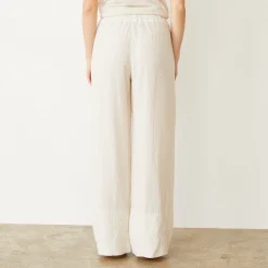 MONROW Gauze Wide Leg Pant PEARL Discount