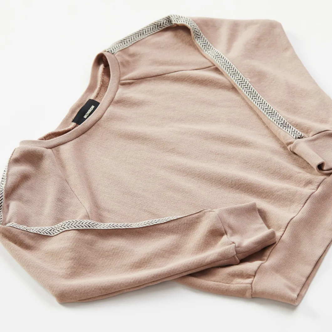 MONROW Kids Chevron Trim Raglan Sweatshirt TAUPE New