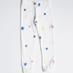 MONROW Kids Embroidered Color Stars Elastic Waist Sweats NATURAL Best