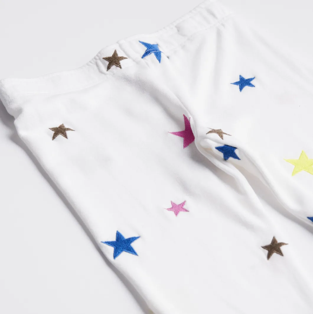 MONROW Kids Embroidered Color Stars Elastic Waist Sweats NATURAL Best