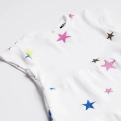 MONROW Kids Embroidered Color Stars Ruffle Dress NATURAL Flash Sale