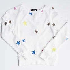 MONROW Kids Embroidered Color Stars Raglan NATURAL Clearance