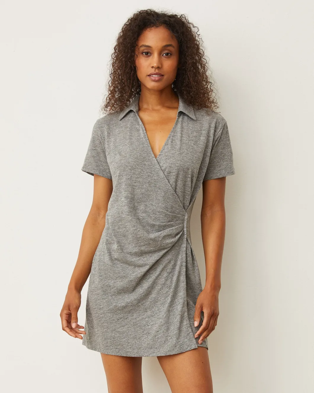 MONROW Knit Wrap Dress GRANITE Sale