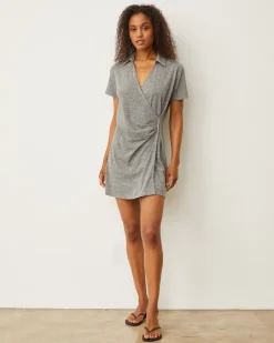 MONROW Knit Wrap Dress GRANITE Sale